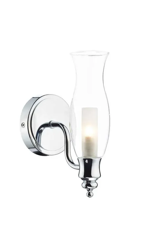 Vestry 1 Light Polished Chrome and Clear Glass IP44 Wall Light