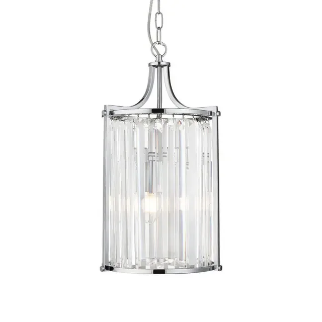 Victoria 2 Light Chrome with Crystal Glass Pendant Light