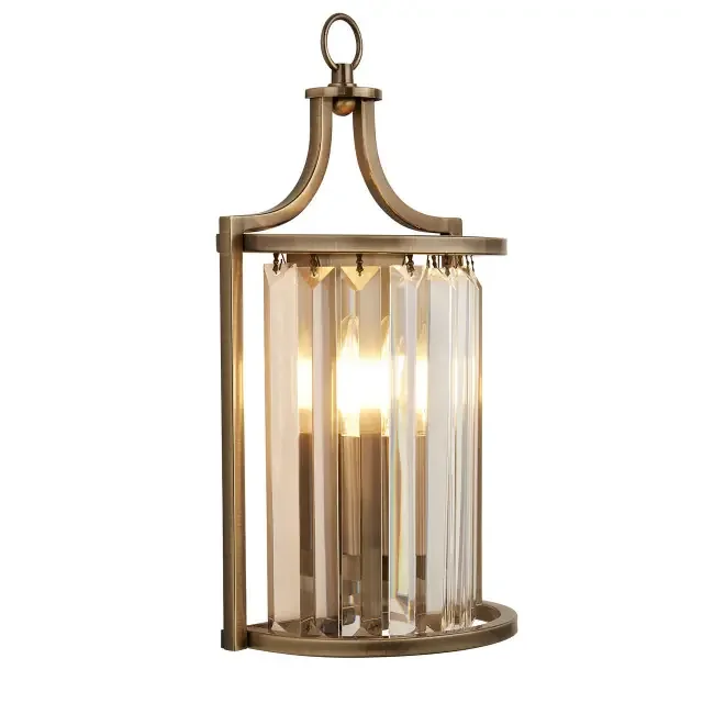 Victoria Antique Brass with Clear Crystal Diffuser Wall Light