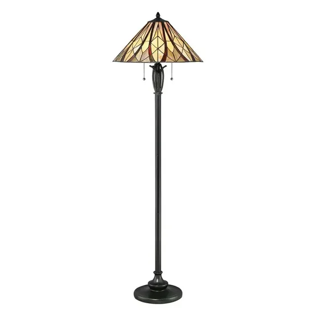 Victory 2 Light Valiant Bronze Tiffany Floor Lamp