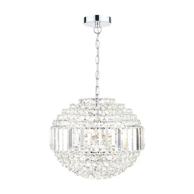 Vienna 5 Light Polished Chrome and Crystal Chandelier