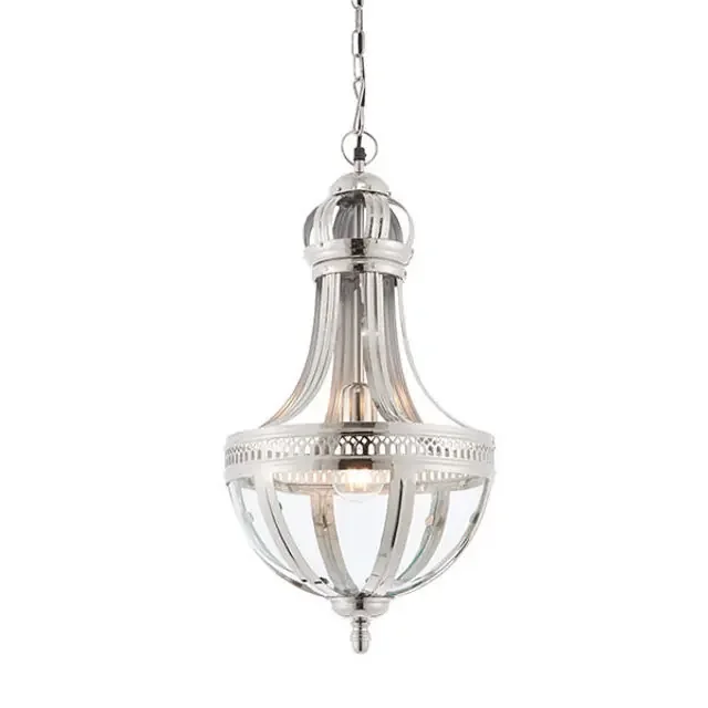 Vienna Nickel Plated Solid Brass with Clear Glass Pendant Light