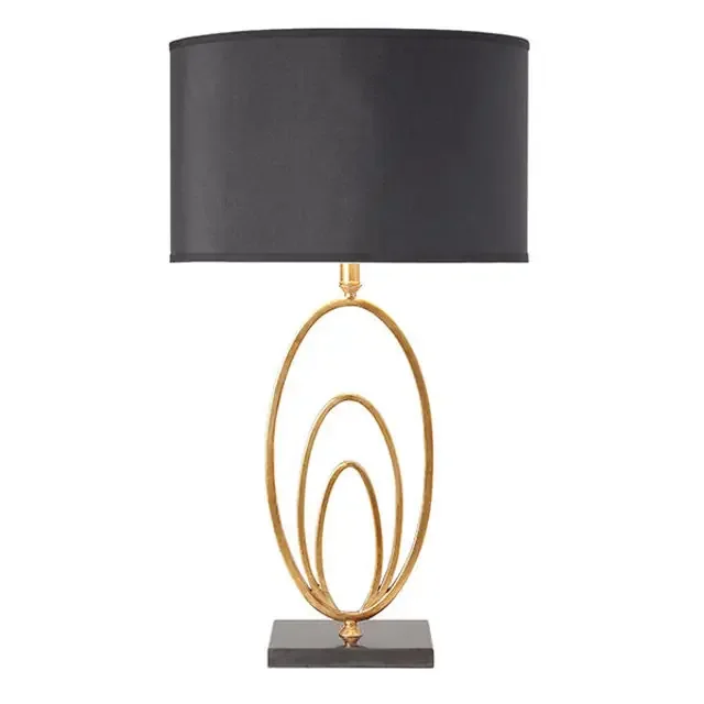 Vilana Antique Gold Leaf with Black Faux Silk Shade Table Lamp
