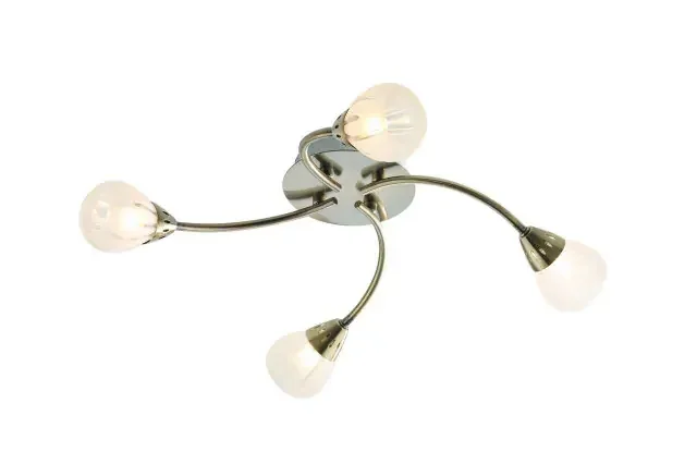Villa 4 Light Antique Brass Flush Ceiling Light
