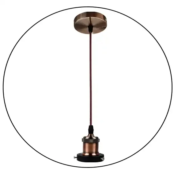 Vintage Copper Pendant Light Lamp Set~3260