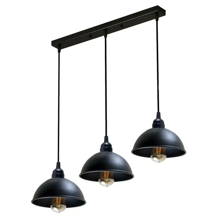 Vintage Industrial Metal Pendant Light – 3 Way Retro Hanging Lamp