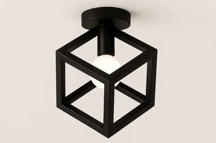 Vintage Semi-Flush Ceiling Light – Industrial Metal Fixture, E27 Compatible