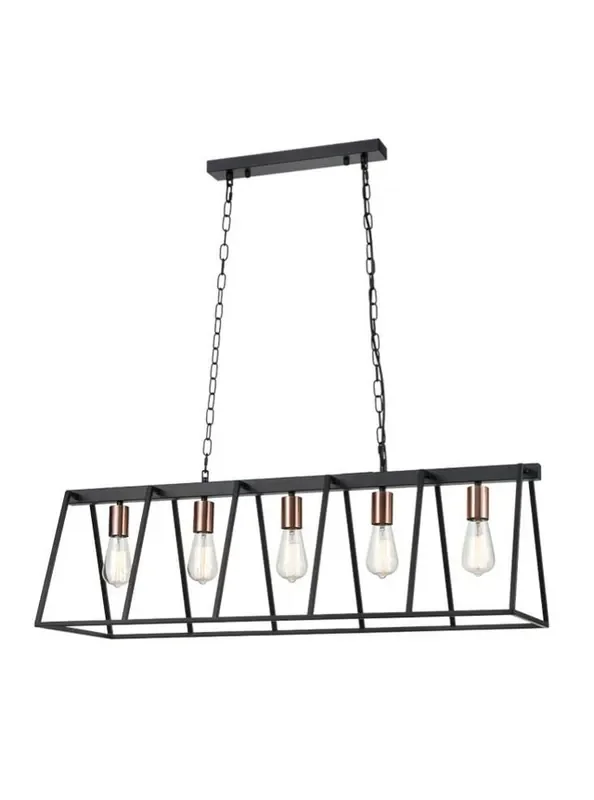 Vintner 5 Light Black with Copper Bar Pendant Light
