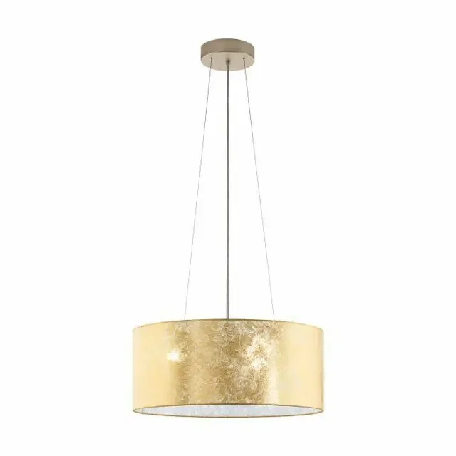 Viserbella 3 Light Champagne with Gold Fabric Shade Pendant Light