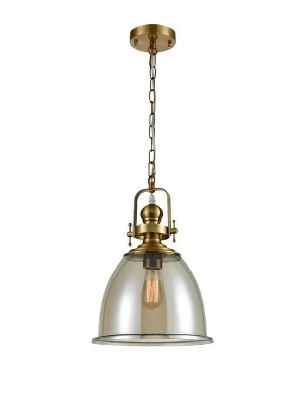 Vista Antique Gold with Amber Glass 33cm Pendant Light