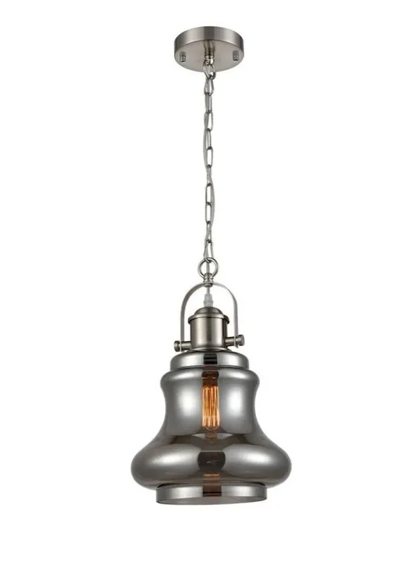 Vista Satin Nickel with Smoked Glass 25cm Pendant Light