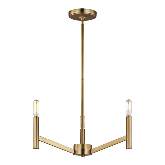 Visual Comfort Studio 3124303-848 Vector Three Light Chandelier, Satin Brass