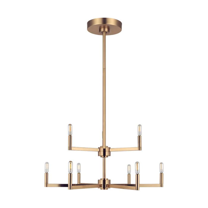 Visual Comfort Studio 3164209-848 Fullton Nine Light Chandelier, Satin Brass