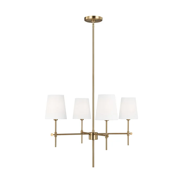 Visual Comfort Studio 3187204EN-848 Baker Four Light Chandelier, Satin Brass