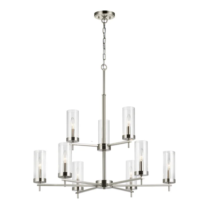 Visual Comfort Studio 3190309EN-962 Zire Nine Light Chandelier, Brushed Nickel