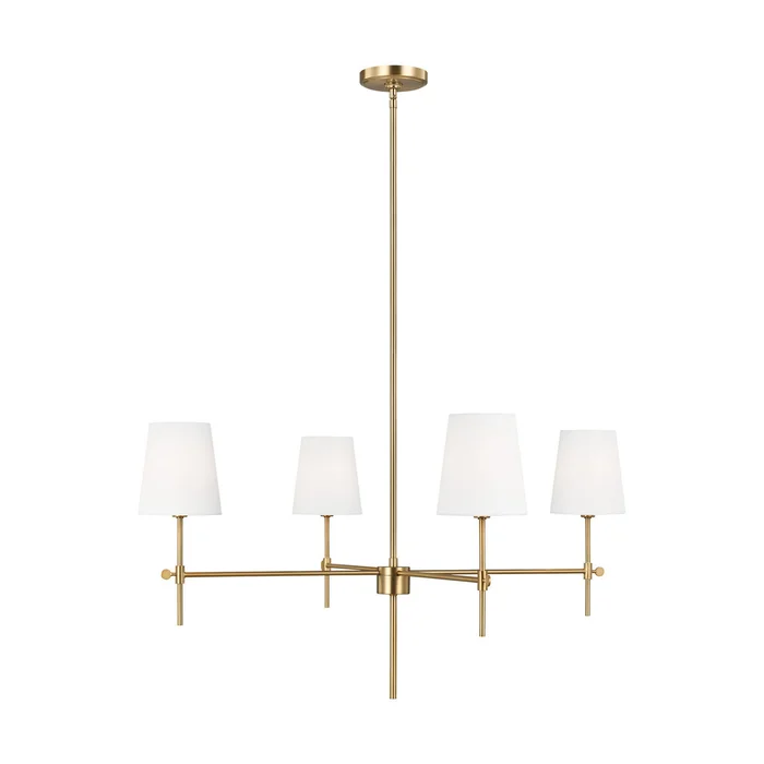 Visual Comfort Studio 3287204EN-848 Baker Four Light Chandelier, Satin Brass