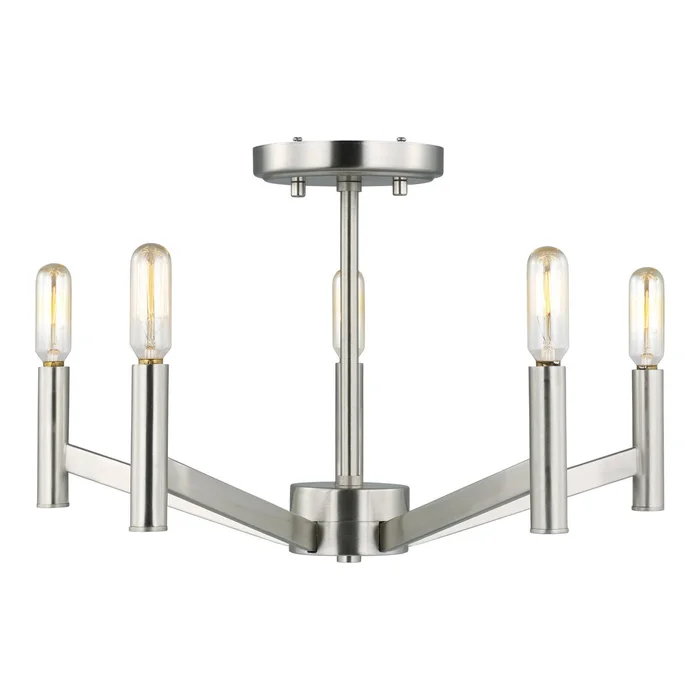 Visual Comfort Studio 7724305-962 Vector Five Light Semi-Flush Mount, Brushed Nickel