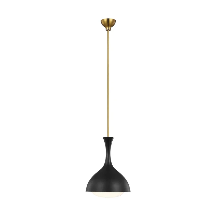 Visual Comfort Studio AEP1011BBSMBK Lucerne One Light Pendant, Midnight Black and Burnished Brass (Discontinued)