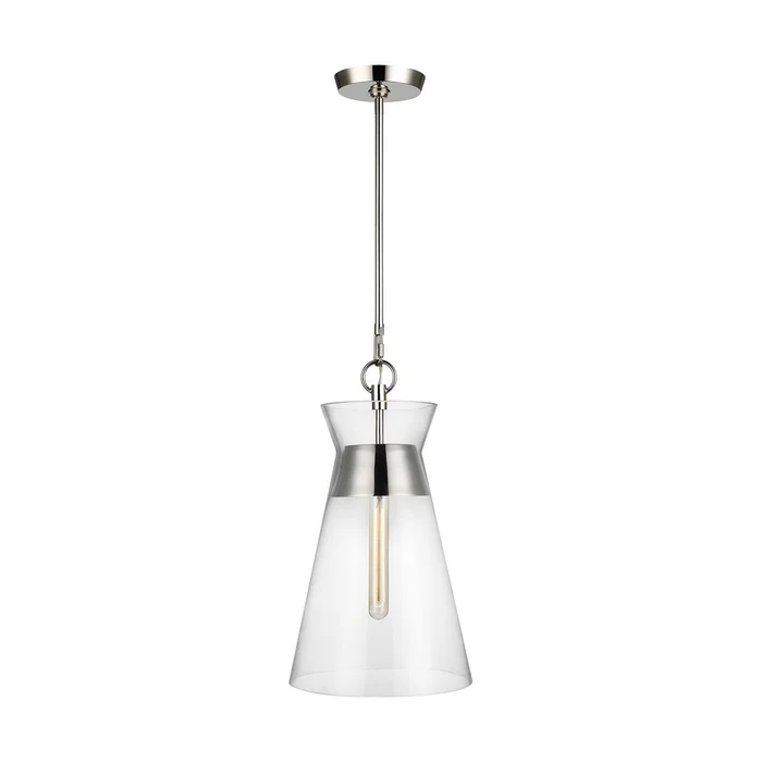 Visual Comfort Studio CP1021PN Atlantic One Light Pendant, Polished Nickel