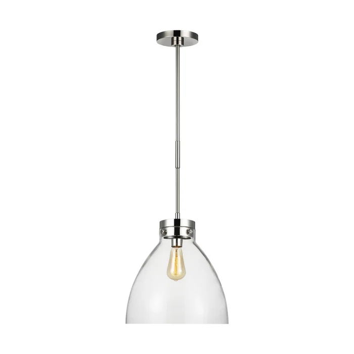 Visual Comfort Studio CP1121PN Garrett One Light Pendant, Polished Nickel