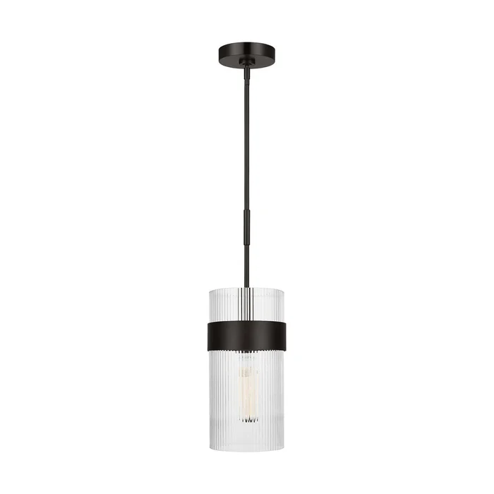 Visual Comfort Studio CP1171AI Geneva One Light Pendant, Aged Iron