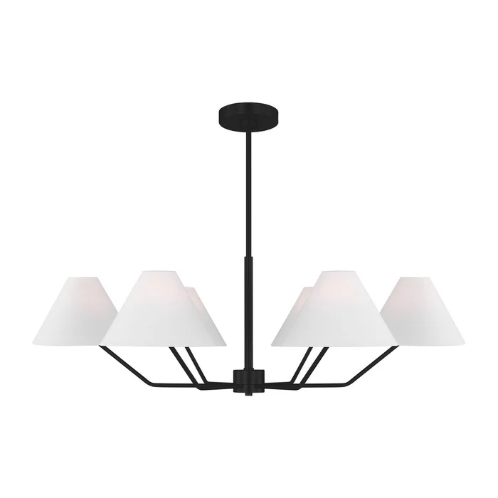 Visual Comfort Studio DJC1016MBK Burke Six Light Chandelier, Midnight Black