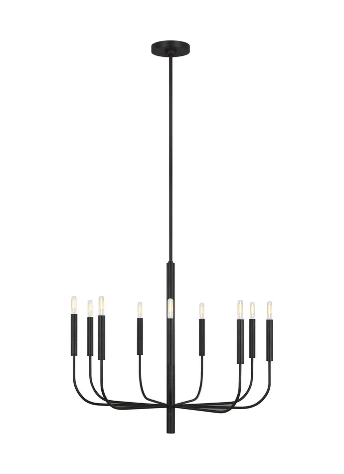 Visual Comfort Studio EC1009AI Brianna Nine Light Chandelier, Aged Iron