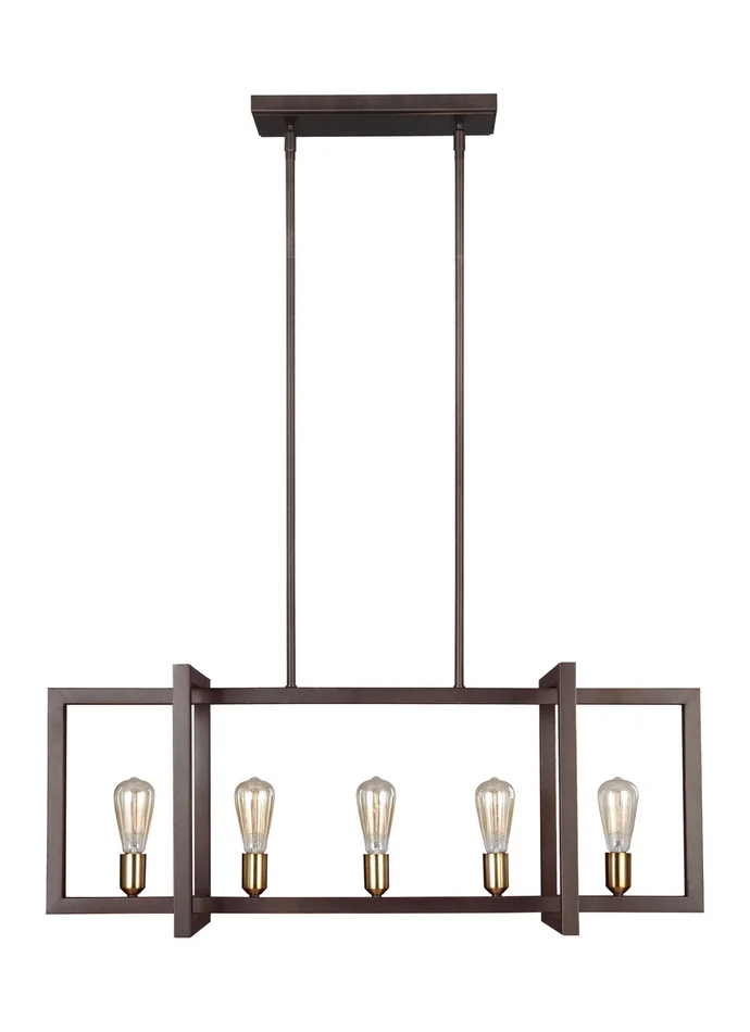Visual Comfort Studio F3147/5NWB Finnegan Five Light Island Chandelier, New World Bronze