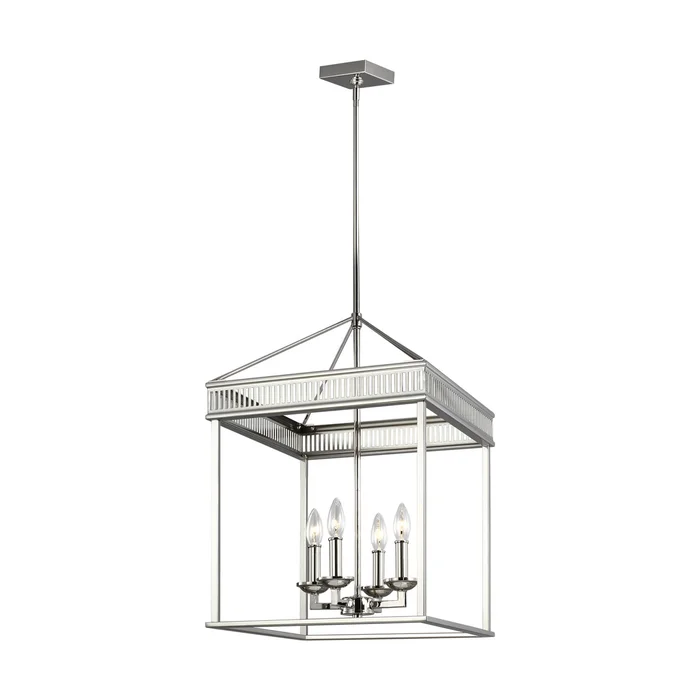 Visual Comfort Studio F3275/4PN Woodruff Four Light Lantern, Polished Nickel