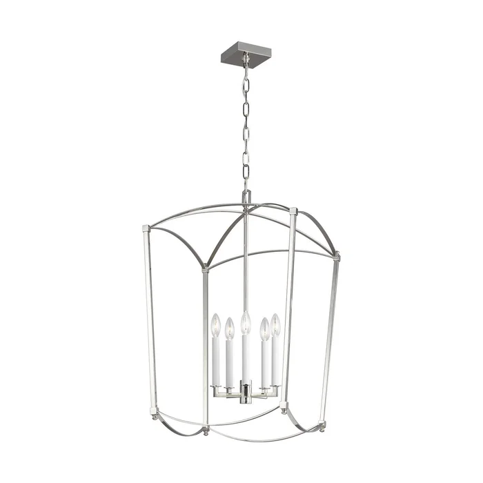 Visual Comfort Studio F3323/5PN Thayer Five Light Lantern, Polished Nickel (Discontinued)
