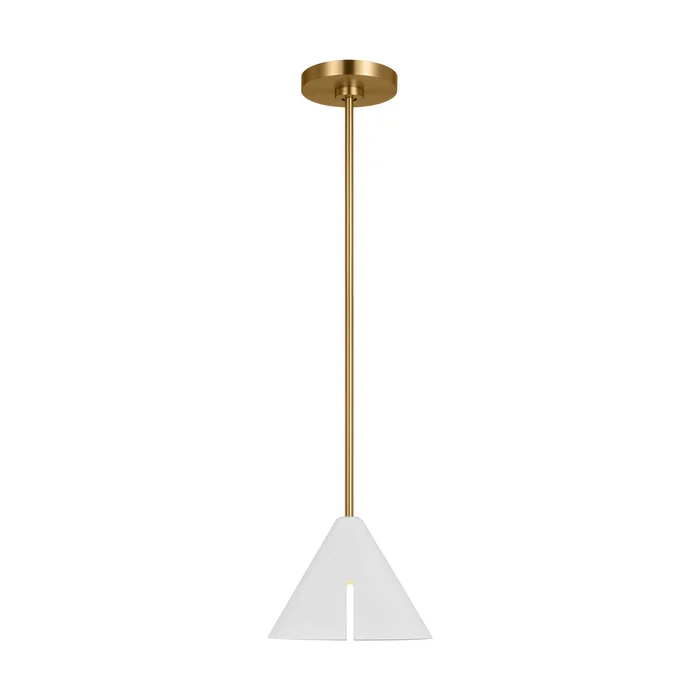 Visual Comfort Studio KP1121MWTBBS-L1 Cambre LED Pendant, Matte White and Burnished Brass