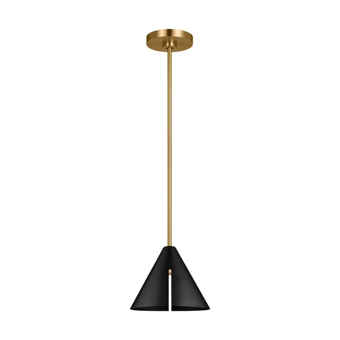 Visual Comfort Studio KP1131MBKBBS-L1 Cambre LED Pendant, Midnight Black and Burnished Brass