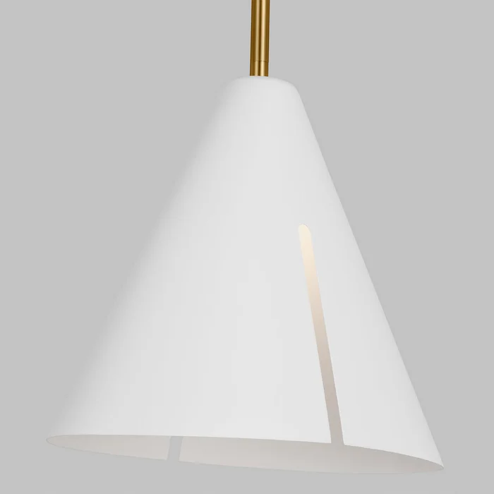 Visual Comfort Studio KP1131MWTBBS-L1 Cambre LED Pendant, Matte White and Burnished Brass (Discontinued)