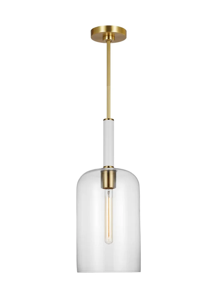 Visual Comfort Studio KSP1051BBSGW Monroe One Light Pendant, Burnished Brass