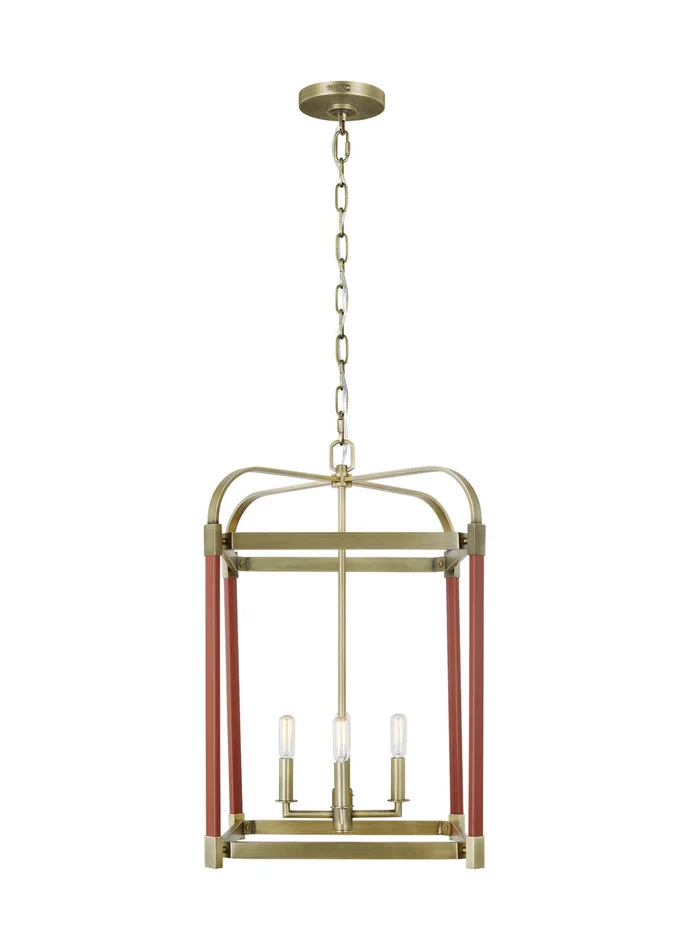 Visual Comfort Studio LC1144TWB Hadley Four Light Lantern, Time Worn Brass