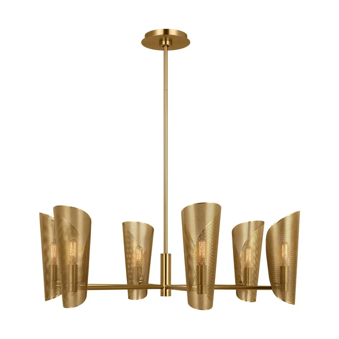 Visual Comfort Studio LXC1056BBS Plivot Six Light Chandelier, Burnished Brass
