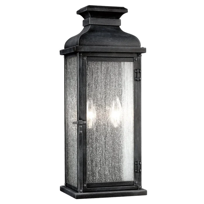 Visual Comfort Studio OL11101DWZ Pediment Two Light Lantern, Dark Weathered Zinc