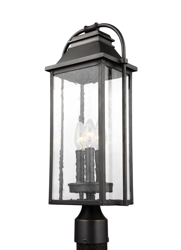 Visual Comfort Studio OL13207ANBZ Wellsworth Three Light Post Lantern, Antique Bronze