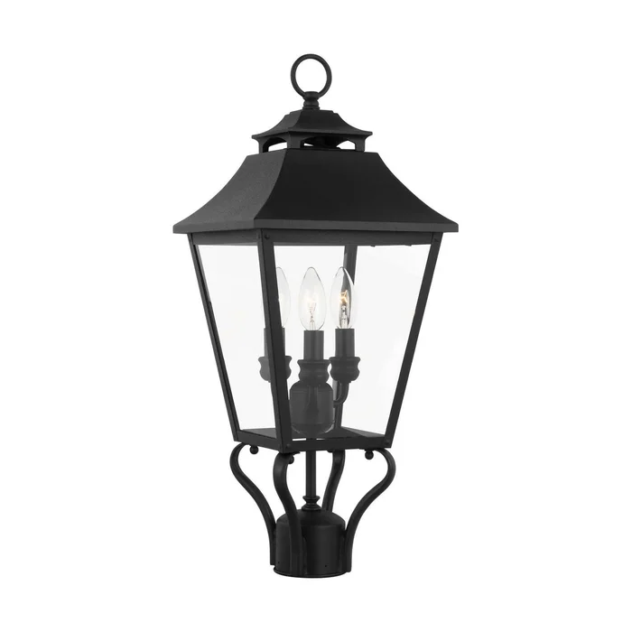 Visual Comfort Studio OL14406TXB Galena Three Light Outdoor Post Lantern, Textured Black