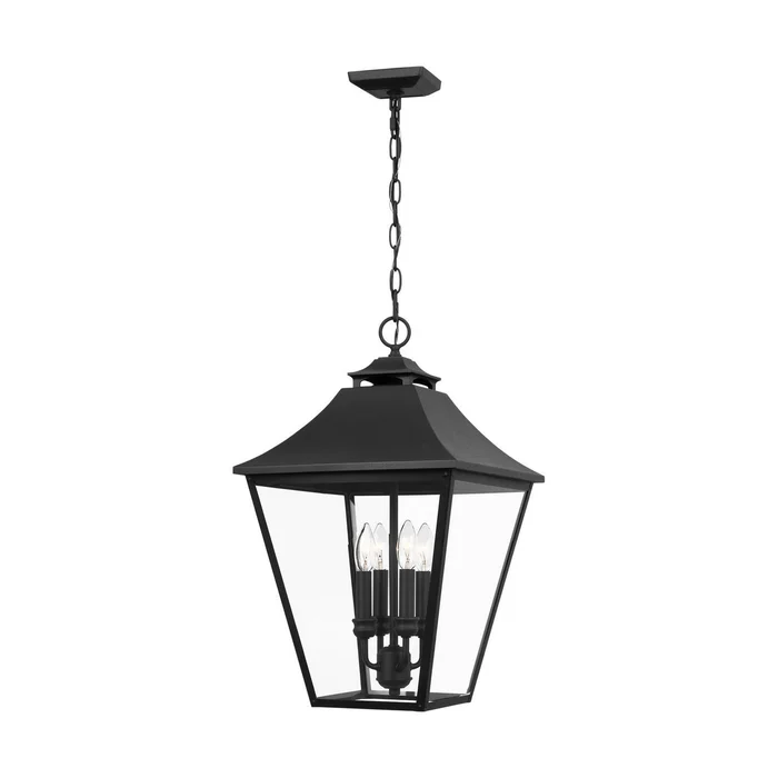 Visual Comfort Studio OL14408TXB Galena Four Light Outdoor Pendant, Textured Black