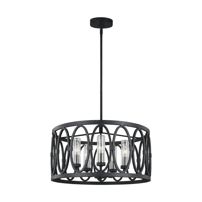 Visual Comfort Studio OLF3222/5DWZ Patrice Five Light Outdoor Chandelier, Dark Weathered Zinc