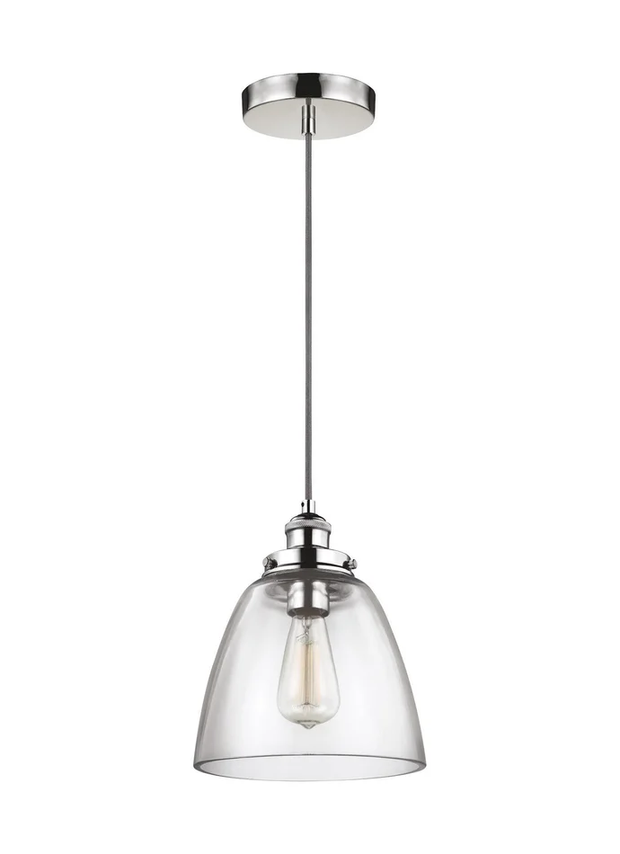 Visual Comfort Studio P1349PN Baskin One Light Pendant, Polished Nickel