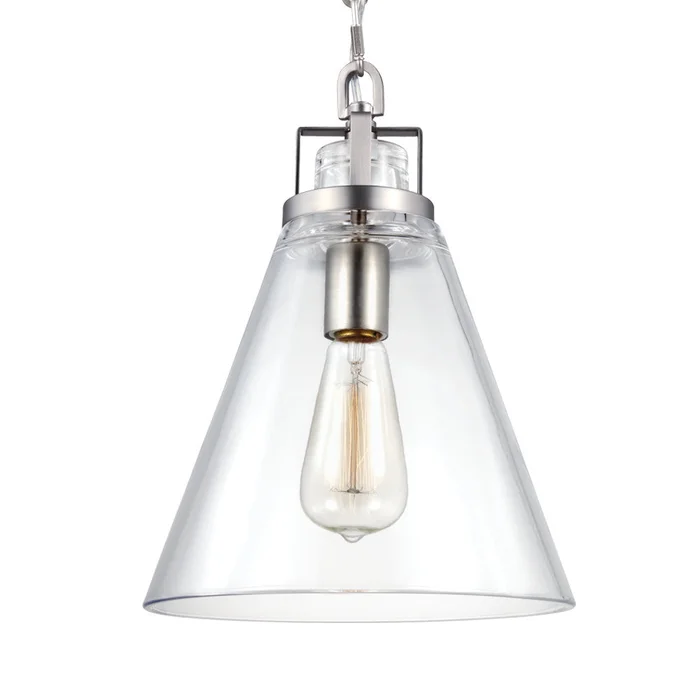 Visual Comfort Studio P1370SN Frontage One Light Pendant, Satin Nickel