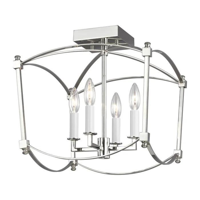 Visual Comfort Studio SF350PN Thayer Four Light Semi-Flush Mount, Polished Nickel (Discontinued)