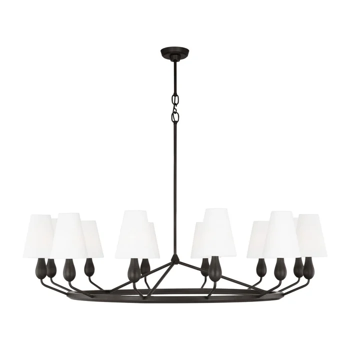 Visual Comfort Studio TC11712AI Ziba 12 Light Chandelier, Aged Iron