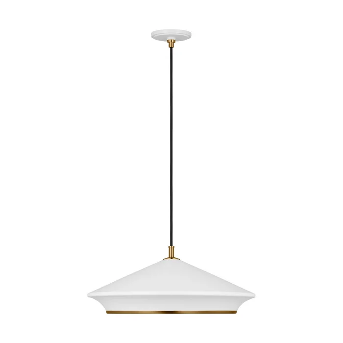 Visual Comfort Studio TP1241MWTBBS Stanza One Light Pendant, Matte White