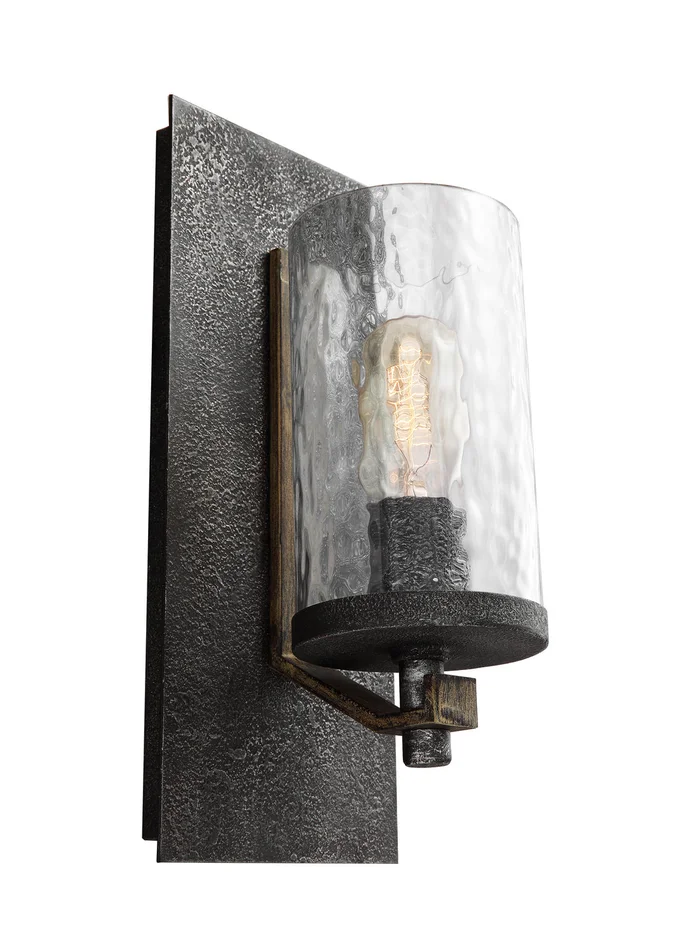 Visual Comfort Studio WB1825DWK/SGM Angelo One Light Wall Sconce, Distressed Weathered Oak / Slate Grey Metal