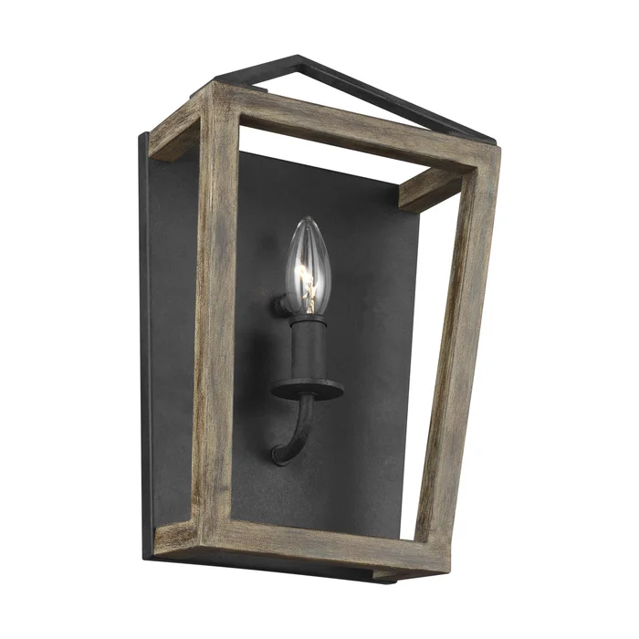 Visual Comfort Studio WB1877WOW/AF Gannet One Light Wall Sconce, Weathered Oak Wood / Antique Forged Iron (Discontinued)