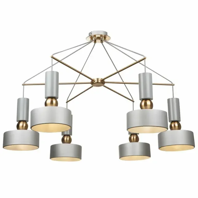 Void 6 Light Grey with Brass Detail Pendant Light