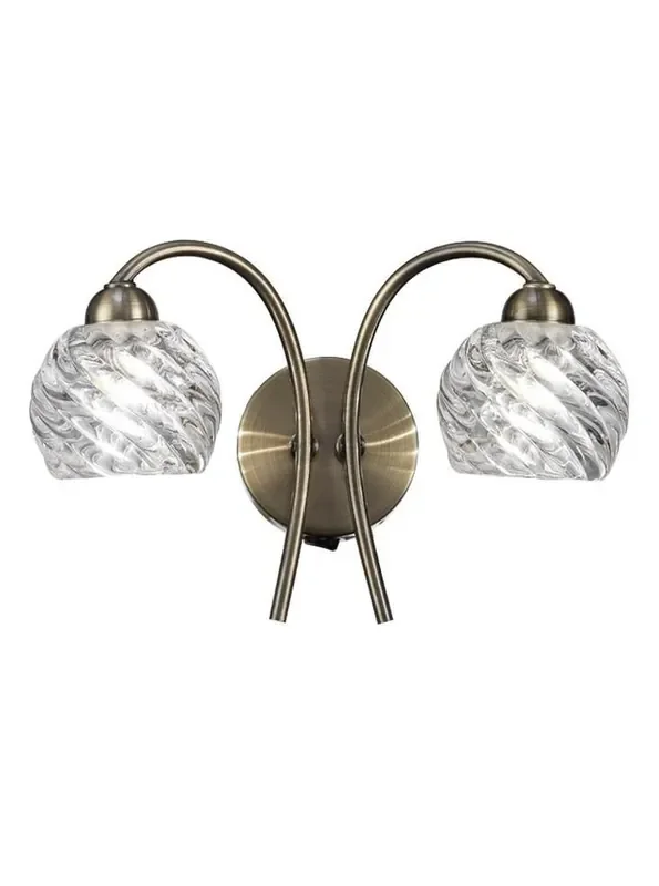 Vortex 2 Light Bronze with Swirl Glass Wall Light